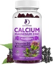 Zucchero Calcio Gratuito Magnesio Zinco Gummies con Elderberry and Sea Moss, Calcio Magnesio 2:1, Magnesio Glycinate, Potassio e Vitamina D3 per Bones, Muscoli, Calma Mood & Sleep Support, 60 Gummies