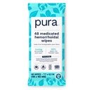 Depinti emorroidi versatili Pura XL, 48 conte, Medicated with Cooling Witch Hazel, Aloe & Coconut Oil, Fast Relief, Fragrance-Free, 100% Plastic-Free
