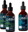 E2H: Clorophyll Liquid Drops (2 Pack - 4 Fl Oz) e Liver Support Supplemento (Boriglia singola - 2 Fl Oz) | Vegan, Non OGM - (6 Fl Oz Totale) - Bundle