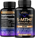 NUTRAHARMONY L Methylfolate 15 mg - 5-MTHF Methylfolate Supplement Plus Methyl B12, Vitamine B2 & B6, Magnesium - Made in USA, 60 capsule per 2 mesi