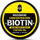Balm del cuscinetto, BIOTIN di concentrazione massima, con olio di ricino e oli di Argan & Jojoba, promuove la crescita del cuscinetto, stili, resiste & Softens Beards & Mustaches, 2 oncia, legno di sandalo