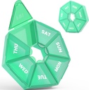 Organizzatore di pillole settimanali, 2 Pack Portable Pill Box Medicine caso 6 colori (sette giorni) Nuova edizione per la vitamina/olio di pesce/Pills/Supplements-Arthritis Friendly (Cyan)