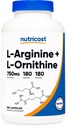 Nutricost L-Arginina L-Ornithine 750mg; 180 capsule