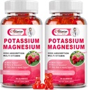 2 Pack Potassium Magnesium Supplement Gummies - Potassium Citrate & Magnesium Glycinate per Gambe & Muscolo, Mood & Relax, Energy Support with Vitamin B6, D3, C Raspberry Flavor