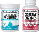 CHOICE del medico - Bundle ottimale per la salute del fegato: 60 miliardi di probiotici + enzima digestivo 90ct per il comfort digestivo e il supporto immunitario