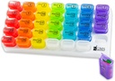 Organizzatore di pillole mensili - 31 giorni Pop Out Pill Pods per integratori, vitamine e farmaci - Ideale per uso quotidiano & viaggi - Rainbow