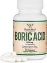 Suppositori di acido borico (600mg Vaginal Suppository, 60 Count) supporta l'equilibrio del pH vaginale, il controllo dell'odore (USP Medical Grade Fine Powder, Easy Dissolve, Terze Parti Testate) da doppio legno