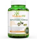 NutreeVit 100% Organic Powerful Superfood Formula - Sistema immunitario Booster Pillole di energia con Moringa, Spirulina, Wheatgrass e Kelp - 240 Conte Bottiglia