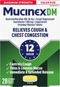 Mucinex Cough Suppressant e Expectorant, DM Massima resistenza 12 ore compresse, 28ct, 1200 mg Guaifenesin, Allevia la congestione del petto, Quiets bagna e tosse secca, #1 Dottore Consigliato OTC Expectorant