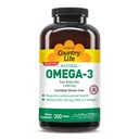 Country Life Omega-3 Fish Oil Supplement, 1000mg, 180mg EPA & 120mg DHA, Fish Oil Concentrate, Burpless, 300 Softgels, Certificato Gluten Free