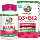 MaryRuth Organics Sugar Free | 2 mesi di alimentazione | Vitamina D & B12 Integratori per adulti e bambini | Bone Health | Supporto immunitario | Vegan | Non-GMO | 60 Serve