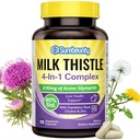 4-in-1 Complesso di cardo al latte per uomini e donne, estratto di cardo al latte con 240 mg di Silymarin attivo, 80% Std, con Dandelion, Choline, zinco, fegato Detox & Riparazione, Non-GMO, Una volta Quotidiano, 90 Caps Veggie