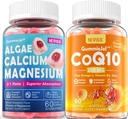 Supplemento di calcio libero da zucchero 600mg, algae calcio magnesio 2:1 Ratio + coQ10-250mg riempito Gummies, coenzima ad alto assorbimento Q10