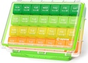 AUVON Moisture-Proof organizzatore di pillole mensili, grande 28 giorni scatola di pillole con rimovibili 4 settimane organizzatore di farmaci righe, viaggio per memorizzare oli di pesce, vitamine, integratori, farmaci