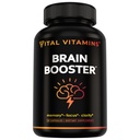 Integratori Vital Vitamins Brain con Bacopa Monnieri - per Memoria e Focus – Booster Nootropic Brain - Supporto Caffeina-Free per Adulti & Anziani – Non OGM, Alimentazione 30-Giorni, 30 Capsule