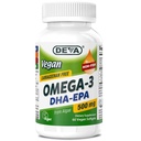 DEVA Vegan Omega-3 DHA-EPA 500MG – Nessun Carrageenan, olio non filtrato derivato da alghe, non OGM, 60 Softgel senza Gelatin