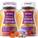 Gummie in fibra per adulti con Psyllium Husk, 7G(Soluble + Insoluble) Fibra Prebiotica giornaliera con Inulin, FOS, Guar Gum, Multivitaminici per la salute digestiva quotidiana, Supporto di regolarità,Sgar Free,Pack of 2