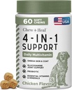 Tutti in 1 Cane Vitamine e Integratori, 60 Mastica morbida Multivitaminici con Glucosamina, Probiotici, Omega Fish Oil -per pelle, Cappotto, Hip, Joint & Gut Health -Senior, Puppy, Large & Small Dogs