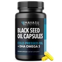 Olio di semi nero con DHA Supplemento per la salute del cervello e la cognizione - Olio di semi di cumino nero pressato a freddo e DHA Omega 360 capsule liquide, non aromatizzato, vegano, non OGM e senza glutine - 1 mese di fornitura