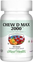 Maxi Salute Chewable Vitamin D3 2000 IU Supplemento - Delicious Natural Bubble Gum Flavor - Supporta l'assorbimento di calcio, Immune e Bone Salute in donne adulte, uomini, bambini e bambini - 100 Chews