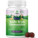 Gommie di ferro per bambini - Integratori di ferro per il costruttore di sangue per bambini con Gentle per l'immunità e l'energia più forti - Vitamina B12, Folate & Vitamina C Gummies - Vegan GMO & Gluten Free per i bambini - 90 Conte