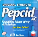 Compresse di sollievo dal bruciore di stomaco di forza originale di Pepcid AC, previene e allevia bruciore di stomaco a causa di indigestione acida & Stomach acida, 10 mg di Famotidina per ridurre e controllare l'acido, azione rapida, 60 Ct