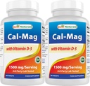 Best Naturals Calcio Magnesio con Vitamina D3 1500mg Servire 180 compresse (180 conteggio (Pacchetto di 2))