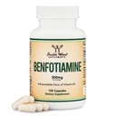 Benfotiamine 300mg Servings (Third Party Tested, 120 Capsule, 150mg Per Cap) Non OGM, per aumentare i livelli di Thiamine B1 (più assorbibile di Thiamine, grasso solubile) di doppio legno