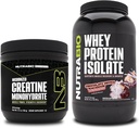 NutraBio Creatina Monoidrato, Unflavored, 150g e Whey Protein Isolate, cioccolato Dipped Macaroon, Supplement Bundle - Muscle Energy, Magra crescita muscolare, Recupero e resistenza