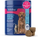 Fish Oil Chews for Dogs & Cats, Omega 3 Fish Oil for Dogs - Ricco di Omega 3, 6 e 9 con Flaxseed Oil, EPA & DHA - 180 Soft Chews, Duck & Pear Flavor - Anti-infiammazione, Skin & Coat Salute