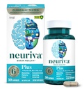 NEURIVA Plus Brain Supplemento per Memoria, Focus & Concentrazione + Funzione cognitiva con Nootropi clinicamente testati Phosphatidylserine e Neurofactor, Vitamine B6 & B12, 30 Conta capsule