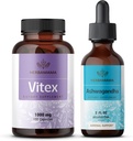 HERBAMAMA Vitex e Ashwagandha Kit - Bundle di 1000 mg Vitex Chasteberry Capsules & Ashwagandha Liquid Drops 2 fl oz - Vegan, Non-GMO, Sugar & Alcohol-Free - 2 Pack