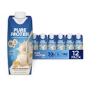 Pure Protein Vanilla Protein Shake, 30g Proteine Complete, Vitamine A, C, D e E più Zinco per sostenere la Salute Immune, Pronti a Bere e Keto-Friendly, 11oz Bottiglie, 12 Pack