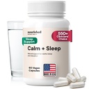 Natural Nourished - Calm + Sleep Capsule per il riposo profondo & Relax con Ashwagandha, Camomilla, Tart Cherry Extract, Passionflower, L-theanine, & Magnesio - 60 Capsule