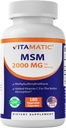 Vitamatic MSM 2000 mg con Vitamina C 75mg per Serving - 180 capsule di Veg - Vitamina C Aid in Migliore absopritone di MSM (Methylsulfonylmethane) - Non-GMO & Gluten Free