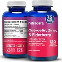 Quercetin 1000mg Veggie Capsule, Non-GMO, Elderberry Zinc Quercetin Supplementi Supporta Immune, Cardiovascolare & Respiratory Health,120 Capsule (Pack of 1)
