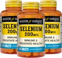 MASON NATURAL Selenium 200 mcg - Integratore antiossidante per il supporto immunitario e la salute della prostata, Trace minerale essenziale, 60 compresse (Pack of 3)