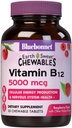 Bluebonnet Nutrition Earth Sweet Vitamin B12 5000 mcg Chewable Tablets, Soy-Free, Gluten-Free, Kosher Certified, Dairy-Free, Vegan, Raspberry Flavored, 30 compresse masticabili, 30 Serve