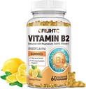 Vitamina B2 Gummies Riboflavin 400mg Supplemento per Bambini & Adulti - Magnesio Glycinate, Zinco, CoQ10, Vitamina B12 - Migraine Relief & Energy, Supporto per il sistema nervoso, Zucchero Free Limone Flavor, 60ct