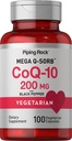 Piping Rock CoQ10 200mg capsule | 100 pillole | con estratto di pepe nero | Coenzyme Q10 supplemento per le donne e gli uomini | Vegetariano, Non OGM, Gluten Free