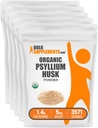 BulkSupplements.com Polvere di Husk di Psyllium Organic - Polvere di Husk di Psyllium per cuocere, supplemento di fibra - senza glutine, 1.4g per porzione, 1kg (2.2 lbs) (pacchetto di 5)