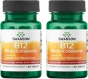 Swanson vitamina B12 Methylcobalamin - Ciliegia nera naturale aromatizzata 2.500 mcg 60 Tabs (2 Confezione)