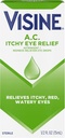 Visina A.C. Itchy Relief Eye Drops with Zinc Sulfate & Tetrahydrozoline HCl, Trattamento della goccia dell'occhio con Redness Reliever & Astringent for Itchy, Red, Watery & Irritated Eyes, 0.5 fl. oz