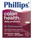Phillips' Colon Health Daily Probiotic Capsule, 4-in-1 Difesa del sintomo per aiutare a difendere contro occasionali Gas, Bloating, costipazione e diarrea, supplemento giornaliero, 30 Conte