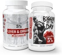 5% Nutrition 2-Stack | Liver & Organ Defender with NAC + BiggerByTheDay | Liver, Rene, & Heart Support + Muscle Builder anabolizzanti, Hardcore Lean Mass Gainer con Turkesterone, HICA, L-Leucine
