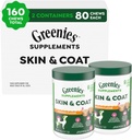 Greenies Integratori della pelle del cane e del cappotto con l'olio di pesce & Omega 3 acidi grassi, sapore di pollo, vasca da 80 paesi, pacchetto di 2