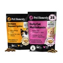 Gatto Multivitaminici + Supporto Immune Lysine Dual Texture Chew Supplement Bundle - Supporti Salute Immune Complessiva, Giunti, Pelle & Cappotto, e Cat Allergy Relief - Sneezing, Runny Nose