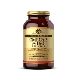 Solgar Triple Strength Omega-3 950 mg, 100 Softgels - Supporta la cardiovascolare, Joint & Skin Health - Heart Healthy Supplement - Essential Fatty Acids - Non OGM, Gluten Free, Dairy Free - 100 Count