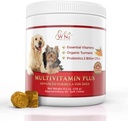 Multivitaminici e integratori per cani, Probiotici per cani w/Turmeric & Yucca, Cuscinetti per cani probiotici per la funzione del cervello, Supporto Gut & Immune, Salute comune & Integratore Anti-infiammatorio, 60 Chews, 8.4 oz