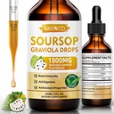 Soursop Graviola Liquid Drops 1800mg, Antiossidante naturale, Supporto cellulare e rigenerazione, Boost immunitario, Soursop Bitters Liquido, Senza zucchero, Non OGM, Vegan, Aroma arancione, 2 FL OZ